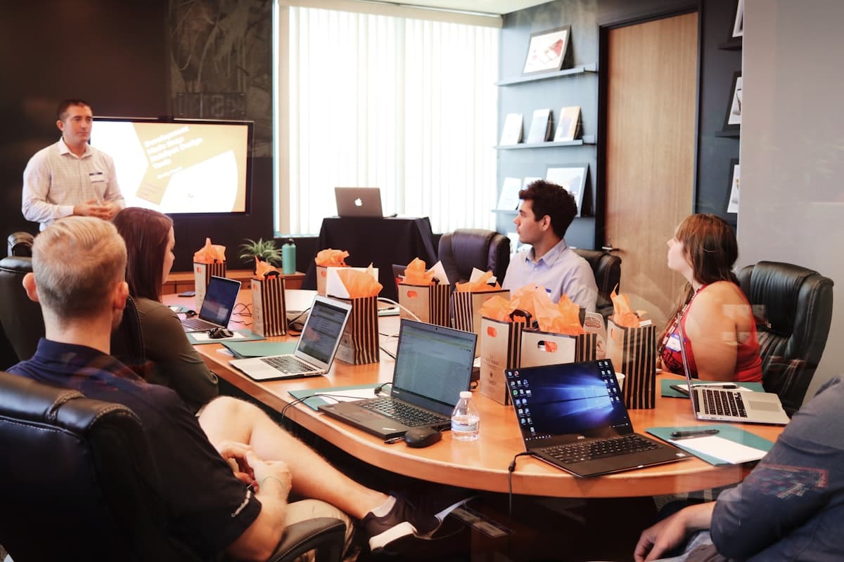 Executive team working through an implementation plan